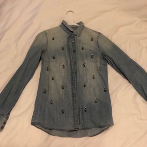 JCrew Bedazzled Chambray Shirt